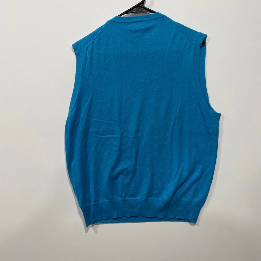 Brooks‎ Brothers 346 V Neck Sweater Vest Blue Cotton Silk Cashmere Mens L